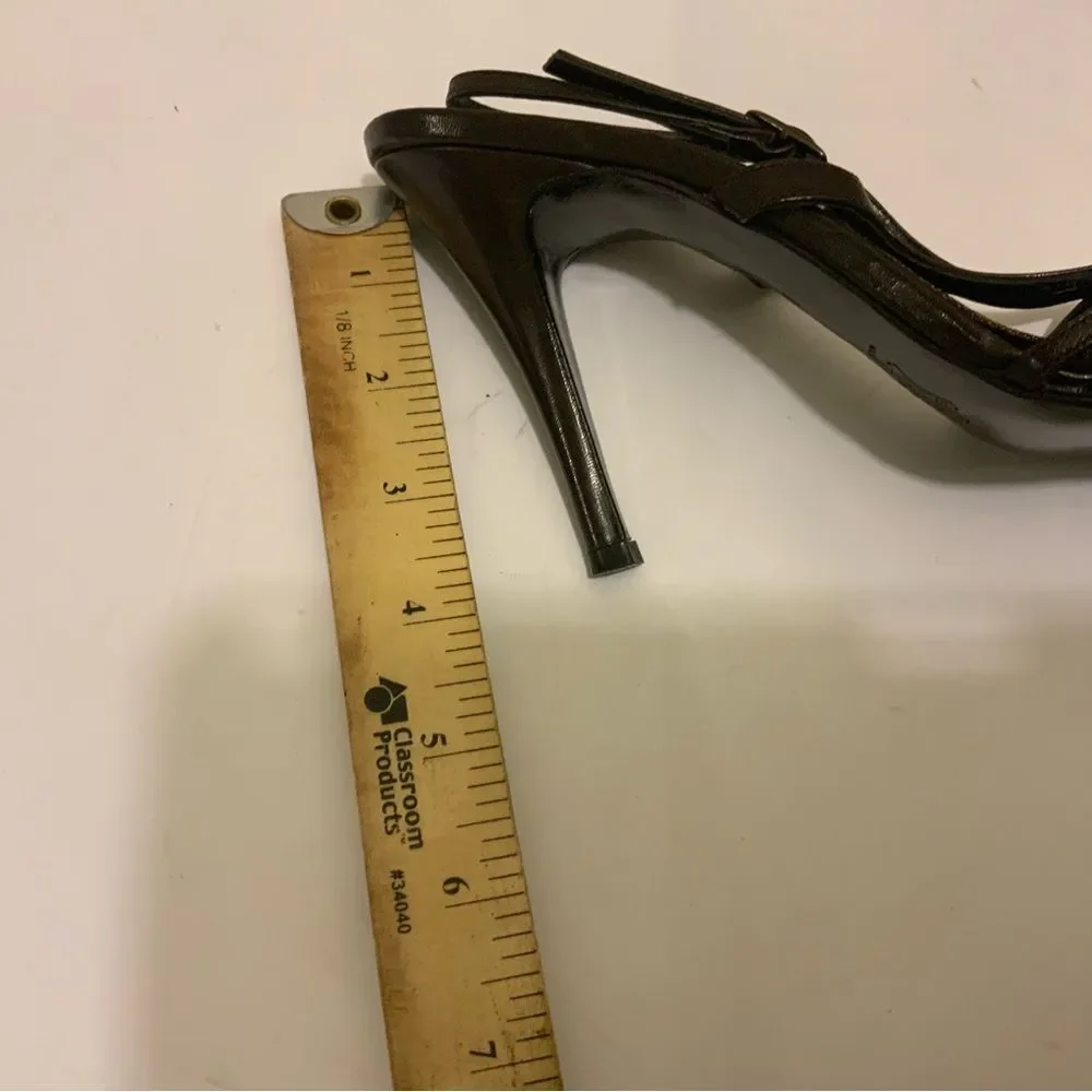 Fendi cage  hair calf Pointed Toe Slingback Pump Kitten Heel Size 6.5